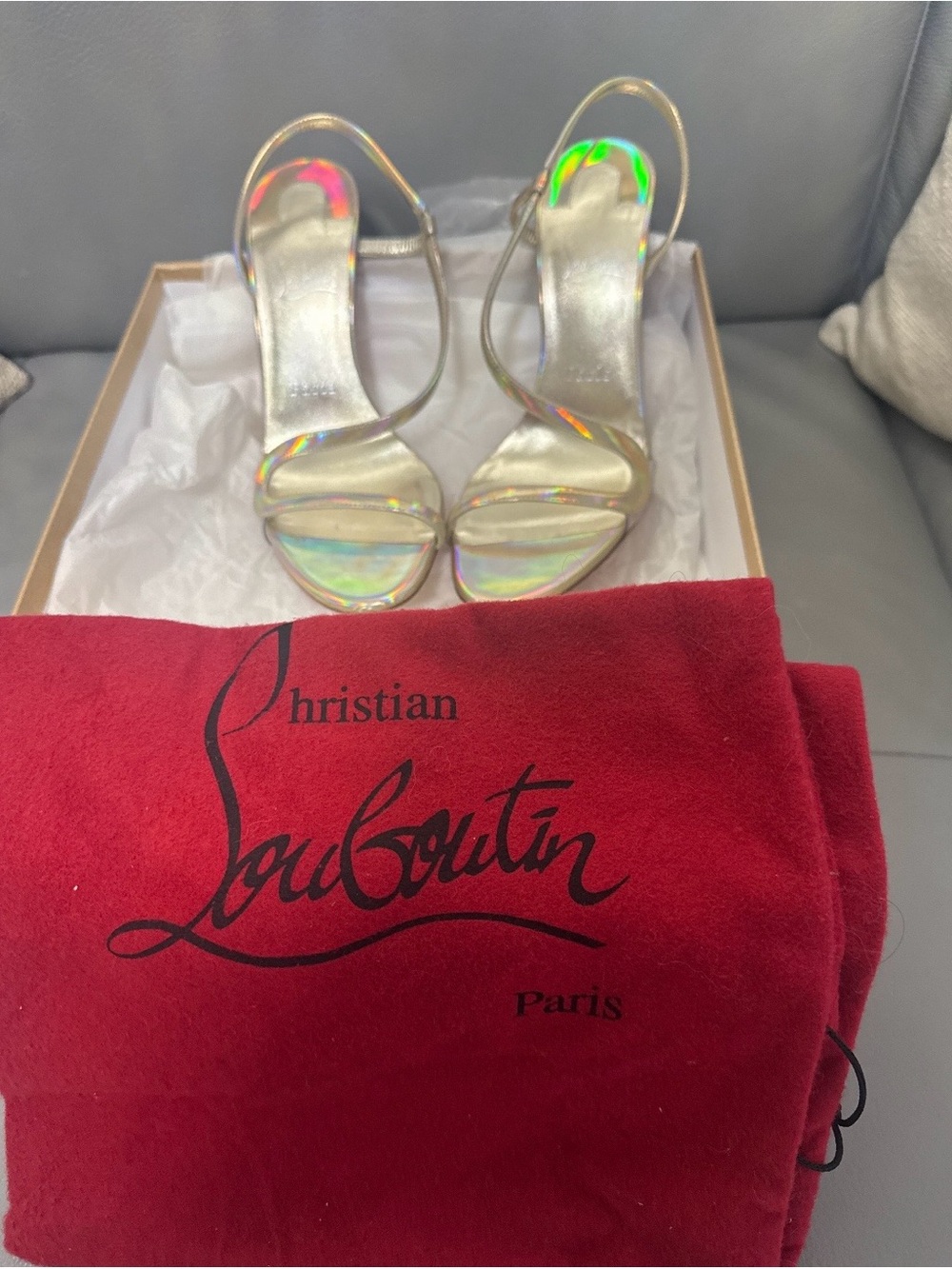 Christian Louboutin Iridescent Gold Slingback Sandals